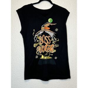 NWT Boss Witch Womens Shirt Halloween Horror Nights 2022 Glow In The Dark Lg